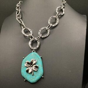 Silver and Turquoise Pendant Necklace